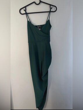 Windsor Deep Green Spaghetti Strap Midi Dress